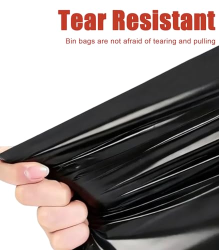 RULDGEE Strong Tie Handle Bin liners 30l Bin Bags 50 Counts Swing Trash Bag Black Waste Bags for Kitchen