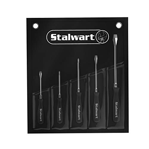 5 Piece Screwdriver Combination Set - Magnetic Phillips and Slotted Head Hand Tools with Ergonomic Handles and Storage Pouch