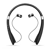 Bluetooth Headphones, Bodecin Bluetooth 4.1 Wireless Stereo Sports Headphones Earphones Neckband with Retractable and Foldable Design Style Earbuds with Mic for Bluetooth Enabled Devices(Black)