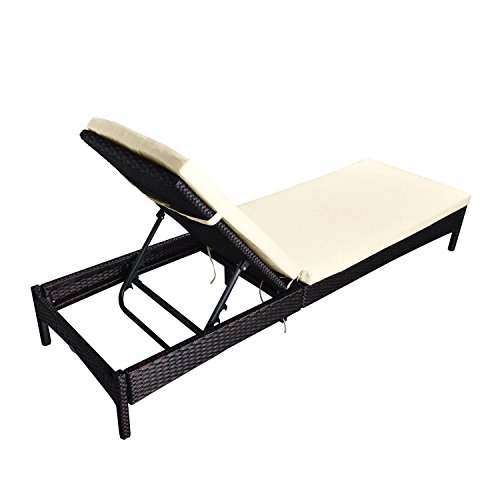 BABYLON Outdoor Patio Reclining Chaise Lounge Chair, Adjustable Resin
