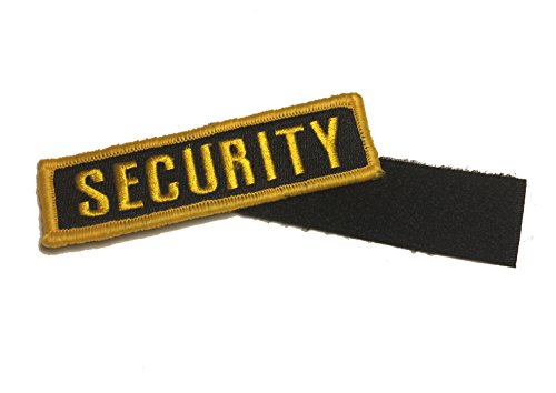 Security uniform patch 4x1" Black and gold name tape (hook/loop) back - Thumbnail 2