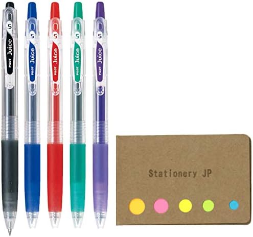 Pilot Juice 05 Retractable Gel Ink Pen, Extra Fine Point, 0.5mm, 5 Color Ink, Sticky Notes Value Set