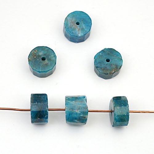6 Pcs Wide Faceted Green Blue Apatite Rondelle Beads 12mm x 5-7mm