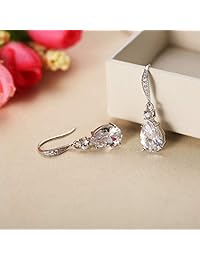 Carleen Sterling Silver Round Pear Teardrop AAA Sparkling CZ Cubic Zirconia Long Dangle Drop Earrings Fine Jewelry For Wedding Bridal Women Girls