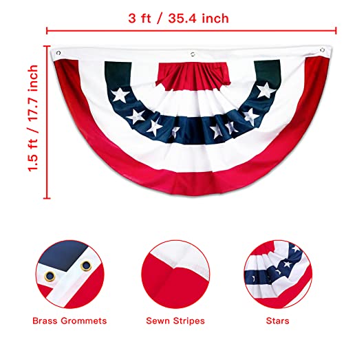 4 Pack American Flag Bunting Banner, USA Pleated Fan Flag 1.5x3 Ft US Patriotic Bunting Flags, 4th of July Independence Day Banner USA Bunting Decoration Flags for Memorial Day, Veterans Day