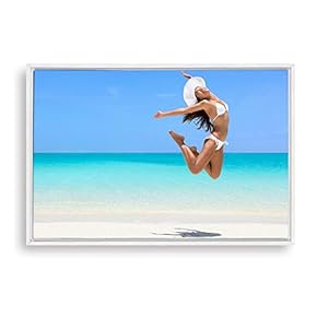 Framed Canvas Wall Art Bikini Beauty and Sea Canvas Prints Home Artwork Decoration for Living Room,Bedroom - 16x24 inches