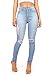 Vibrant Women's Juniors Faded Ripped Knee High Waist Skinny Jeans