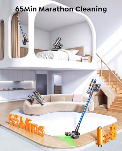 INTETURE Cordless Vacuum Cleaner, 650W 55KPA 70Mins (ECO) Vacuum Cleaners with LED Display, Self-Standing Cordless Vacuum, Anti-Tangle, Rechargeable Stick Vacuum for Home/Pet Hair/Carpet