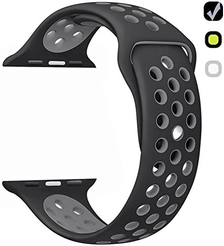 Ferdery Soft Silicone Band Replacement Bracelet Sport Wrist Strap for all Apple Watch Nike+, Series 1,2, Sport, Edtion(Black-42mm)