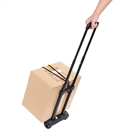 Portable Folding Push Hand Truck Trolley, Luggage Flatbed Dolly Cart Collapsible Compact and Lightweight Handcart for Luggage, Moving, Travel and Shopping Use (US STOCK)