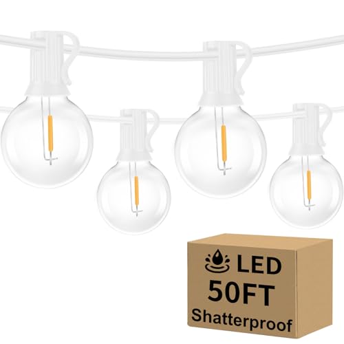 Bosceos G40 LED Globe String Lights 50FT White Wire
