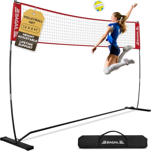 BAGAIL Volleyballnetz, 3.6m Volleyballnetz für den Garten - Verstellbare Höhe, Heavy-Duty-Rahmen, Freistehendes Design - Tragbares Outdoor/Indoor-Voll