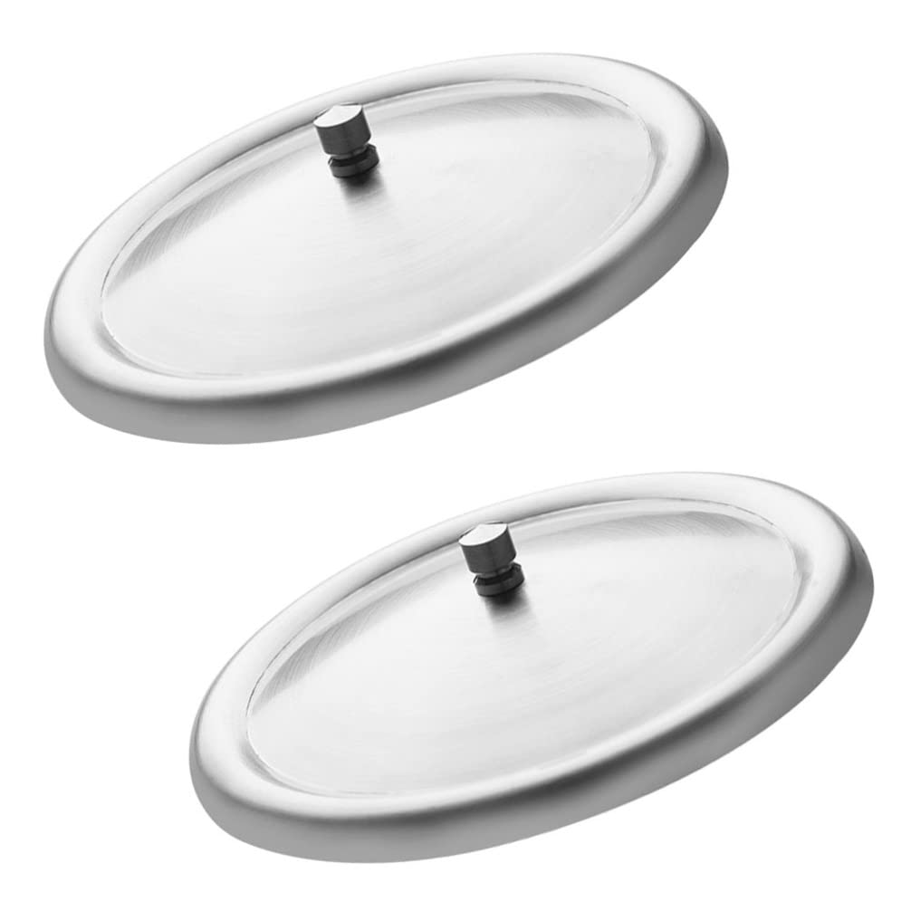 HEMOTON 2Pcs Stainless Steel Cup Lid Tumbler Glass Cover Camping Travel Coffee Mug Lid Covers Dust- Proof Mug Cup Covers 14CM