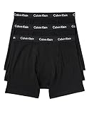 Calvin Klein Men's Underwear 3 Pack Cotton Stretch Boxer Briefs, Black, Medium