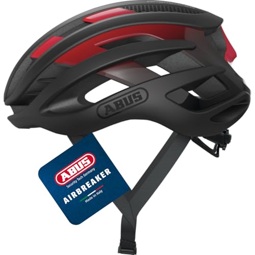 ABUS Rennradhelm AirBreaker - High-End Fahrradhelm für den professionellen Radsport - für Damen und Herren - Schwarz/Rot, Größe S