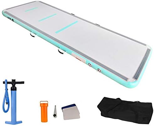 AIRMAT FACTORY Air Track Gymnastics Tumbling Mat Inflatable Gymnastics Mat with Air Pump 10ft Airtrack Mat for Home, Yoga and Gym Use, Air Floor for Tumbling, Cheerleading(Green)
