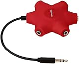 AmazonBasics 5-Way Multi Headphone Audio Splitter Connector, Red