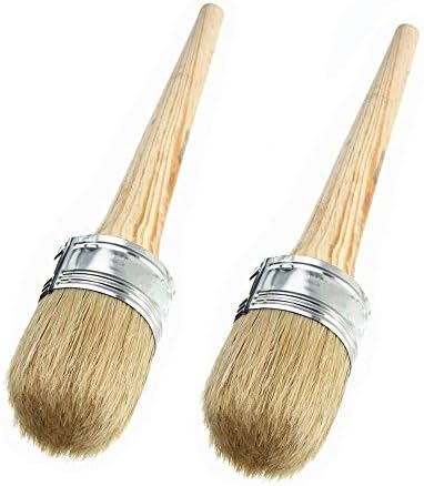 2 PCS Chalk Paint Wax Brush Set – 2" Natural Bristle Round Wax Brush for Painting or Waxing Furniture Home Decor