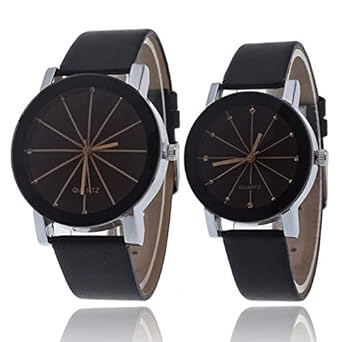 Analogue Round Black Dial Mens & Womens Couple Watch -(WCP170)
