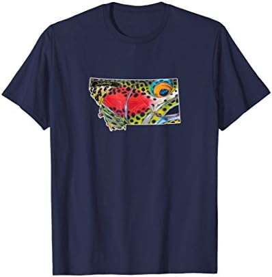 Mens Montana Rainbow Trout T-Shirt Derek DeYoung Fishing Gift Large Navy