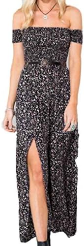 Sunward(TM) Women Sexy Long Beach Flower Print Bra Split Dress (XXLarge, Gray)