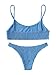 SOLY HUX Women's Two Piece Shirred Bikini Set Blue L, Blue, Size Large