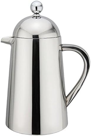 Highwin Small Stainless Steel French Press, 12oz Dual-Filter Coffee Plunger Pot Brewer and Maker for Individual Serving (Red)