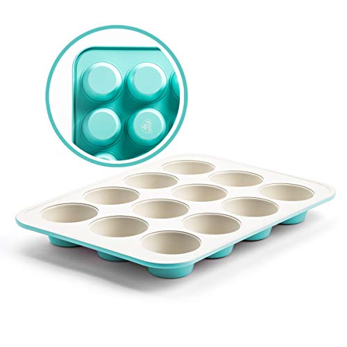 GreenLife Bakeware Healthy Ceramic Nonstick, 12 Cup Muffin and Cupcake