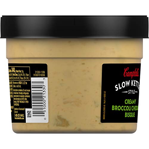 Campbell's Slow Kettle Style Creamy Broccoli Cheddar Bisque, 15.5 Ounce Tub, Pack of 8