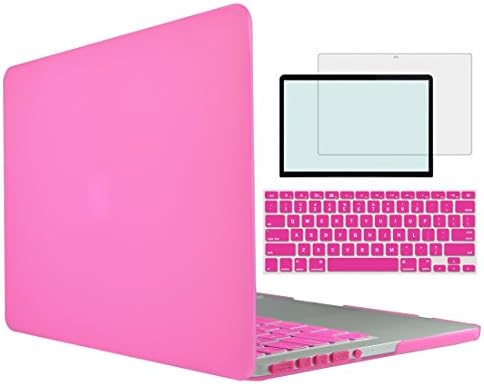 TOJIACompatible with MacBook Pro 13 inch Case with CD-ROM Model A1278 Release 2008-2012, 4 in 1 Hard Shell Plastic Snap on Case with Keyboard Skin Screen Protector for Mac Book Pro 13.3,Hot Pink