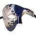 Half Face Masquerade Mask For Men Phantom Of The Opera Mask for Masquerade Party, Venetian Party, Mardi Gras, Halloween & Cosplay (Blue/Silver)