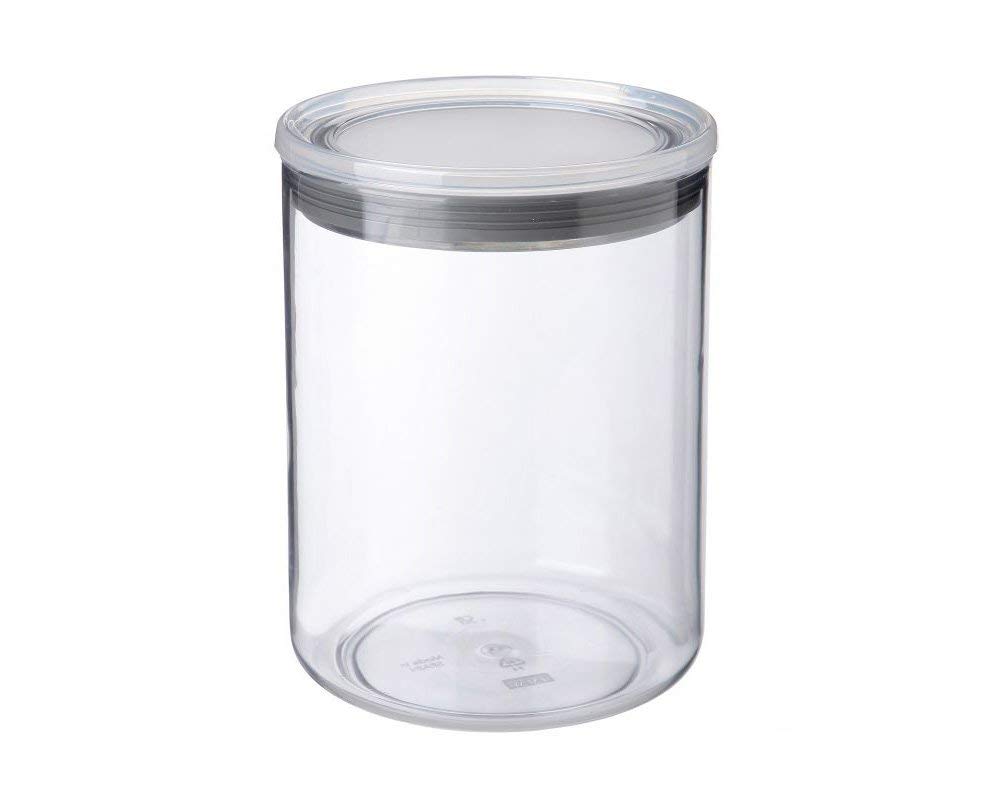 TATAY Kitchen Storage Container 1.5 L | Clear Kitchen Canister | Silicone Seal Lid | Stackable | BPA-Free Plastic | Dishwasher Safe | 12.5 x 12.5 x 17 cm, Grey