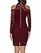 SE MIU Women's Halter Cold Shoulder Long Sleeve Floral Lace Bodycon Party Pencil Dress