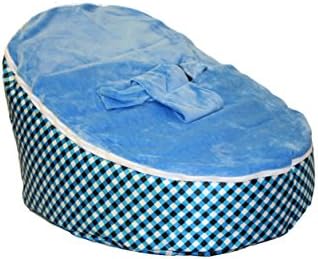 BayB Brand Bean Bag for Babies and Toddlers - Filled and Ready for Use (Blue/Black Polka Dot)
