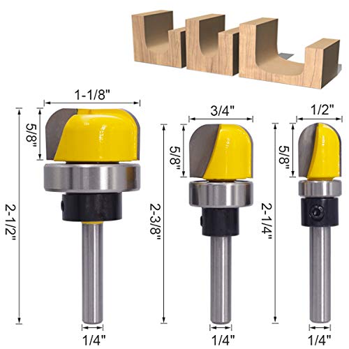 Wolfride 3pcs Dish Carving Bits Dish Cutter Router Bits Bowl and Tray