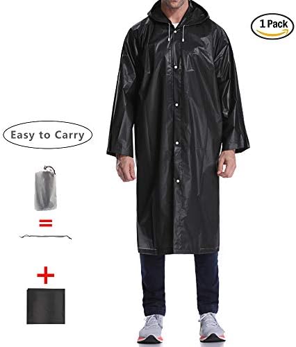 LYSHION Portable Clear Transparent Raincoat Poncho with Hood and Sleeves Reusable Rainwear for Adult