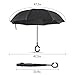 Elover 32in X 8 Panels Double Layer Inverted Umbrella, B - Black