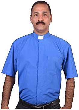 ScorpionEXOClerical Clergy Vicar Priest Collar Men's Shirts Short Sleeves (15 1/2, Royal Blue)