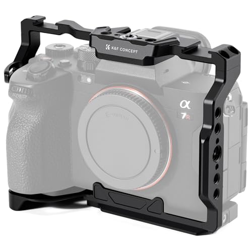 K&F CONCEPT Alpha 7 III/7 IV/7 Ⅴ/7R III/7R Ⅴ Cage, Gabbia per Fotocamera per Sony Alpha 7 III/7 IV/7 Ⅴ/7R III/7R Ⅴ con Piastra a Sgancio Rapido Integrata per Arca, Guida NATO, Filettature da 3/8“