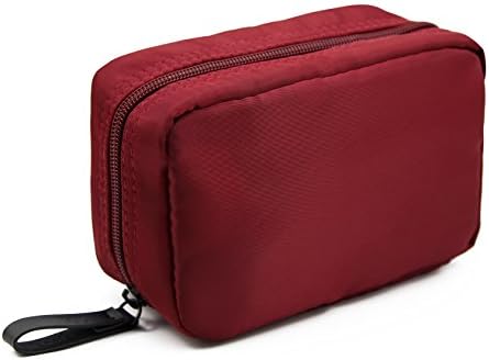 Admirable Idea Women's Small Makeup Organizer Bag for Traveling Square Nylon Cosmetic Pouch Kits,burgundy