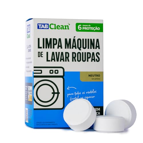 Limpa Maquina de Lavar Roupas em Tabletes/Pastilhas TabClean cx c/ 06 unidades de 30g (180g) para todos os tipos de Maquinas de Lavar Roupas (concentrado) 6 meses de proteção, basta 1 por mês.