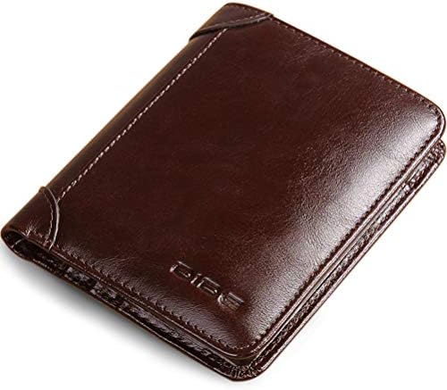 Wallets for Men Slim Bifold Genuine Leather Wallet ID Window Card Case Fathers Day Gifts