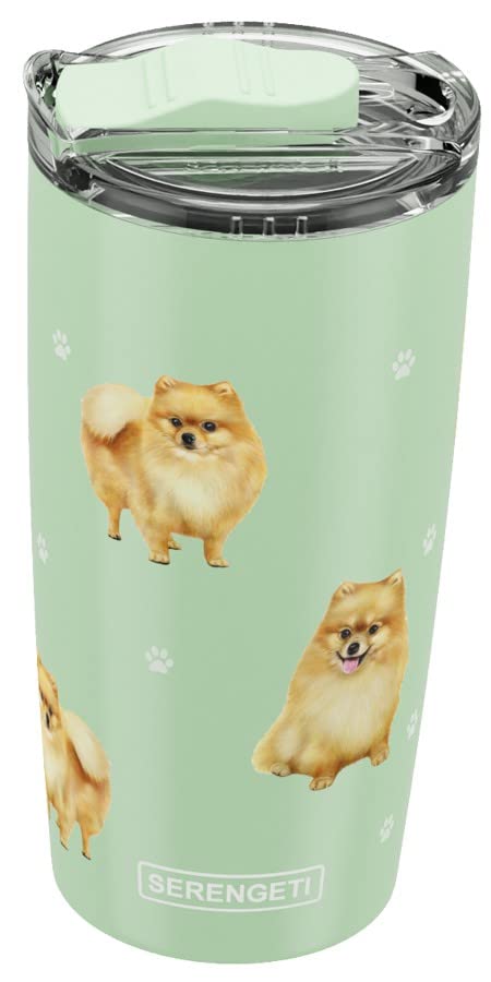 SERENGETI Pomeranian 20 Oz. Stainless Steel, Vacuum Insulated Tumbler with Spill Proof Lid - 3D Print - Insulated Travel mug for Hot or Cold Drinks (Pomeranian Tumbler)