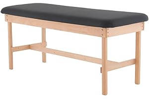Carenovo 72" Medical Examination Table, Wooden Frame with Navy Cushion, Treatment Bench for Massage and Physical Therapy (Black)