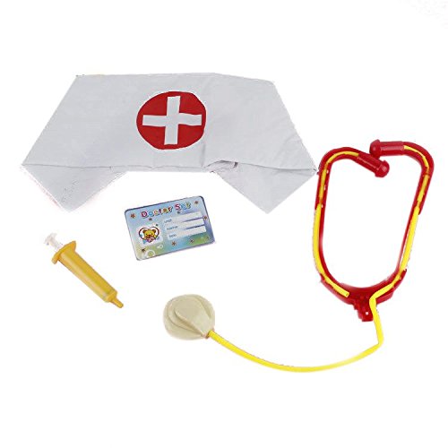 Miaomiaogo Halloween Stage Scene Props Set Nurse Cap with Plastic Stethoscope Syringes Etc