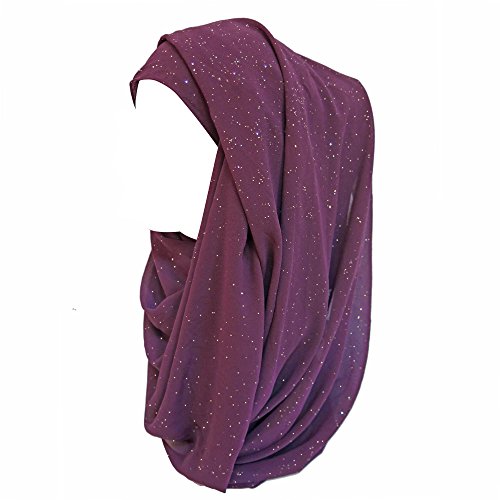 Lina & Lily Shimmer Gold Glitters Chiffon Hijab Scarf (Purple)