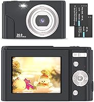 Digital Camera - Compact Vlogging Camera 1080P with 36.0 Mega Pixels 16X Digital Zoom, 2 Batteries, AUFOYA Por