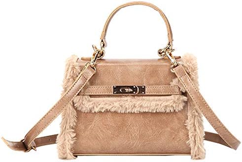 RFVBNM Mini Bag Female Autumn and Winter Fashion Plush Small Square Bag Plush Shoulder Bag Messenger Bag Handbag,Khaki