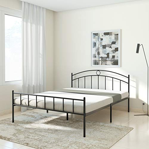 Amazon Brand - Solimo Senna Glossy Metal Queen Bed (Black)