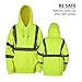 SHORFUNE High Visibility Sweatshirt with Pocket and Reflective Strips, Yellow, Meets ANSI/ISEA Standards, XL